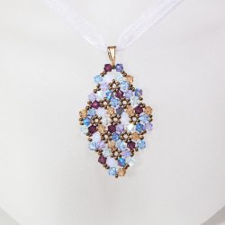 Pendant 40cm - Shea Rhombus M-Violet Organza - Pendant 40cm - Laiton bronze